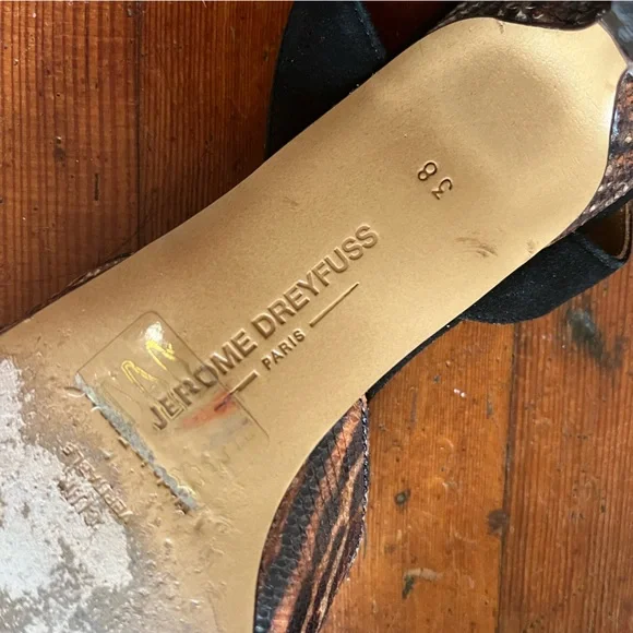 JEROME DREYFUSS Made in France Snakeskin Slingback Kitten Heels - Picture 6 of 8